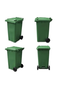 Plastik Çöp Konteyneri 240 Litre Konteyner - A+ Isıya Karşı Dayanıklı Malzeme - Yeşil